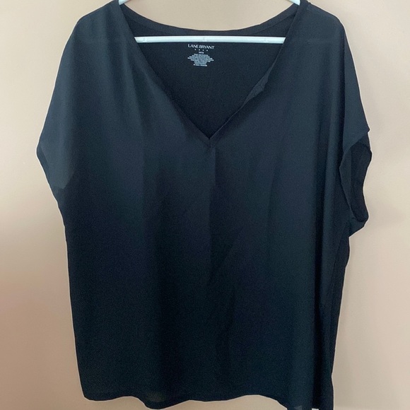 Lane Bryant Black knit back blouse - Picture 1 of 4